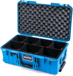 ColorCase Pelican Air 1535 Carry-on Case Electric Blue - Medium Size Waterproof Case with TrekPak Divider System & Convoluted Lid Foam - Blue Handles & Latches