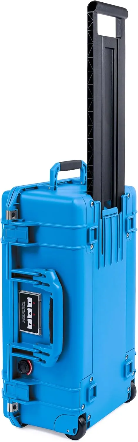 ColorCase Pelican Air 1535 Carry-on Case Electric Blue - Medium Size Waterproof Case with TrekPak Divider System & Convoluted Lid Foam - Blue Handles & Latches