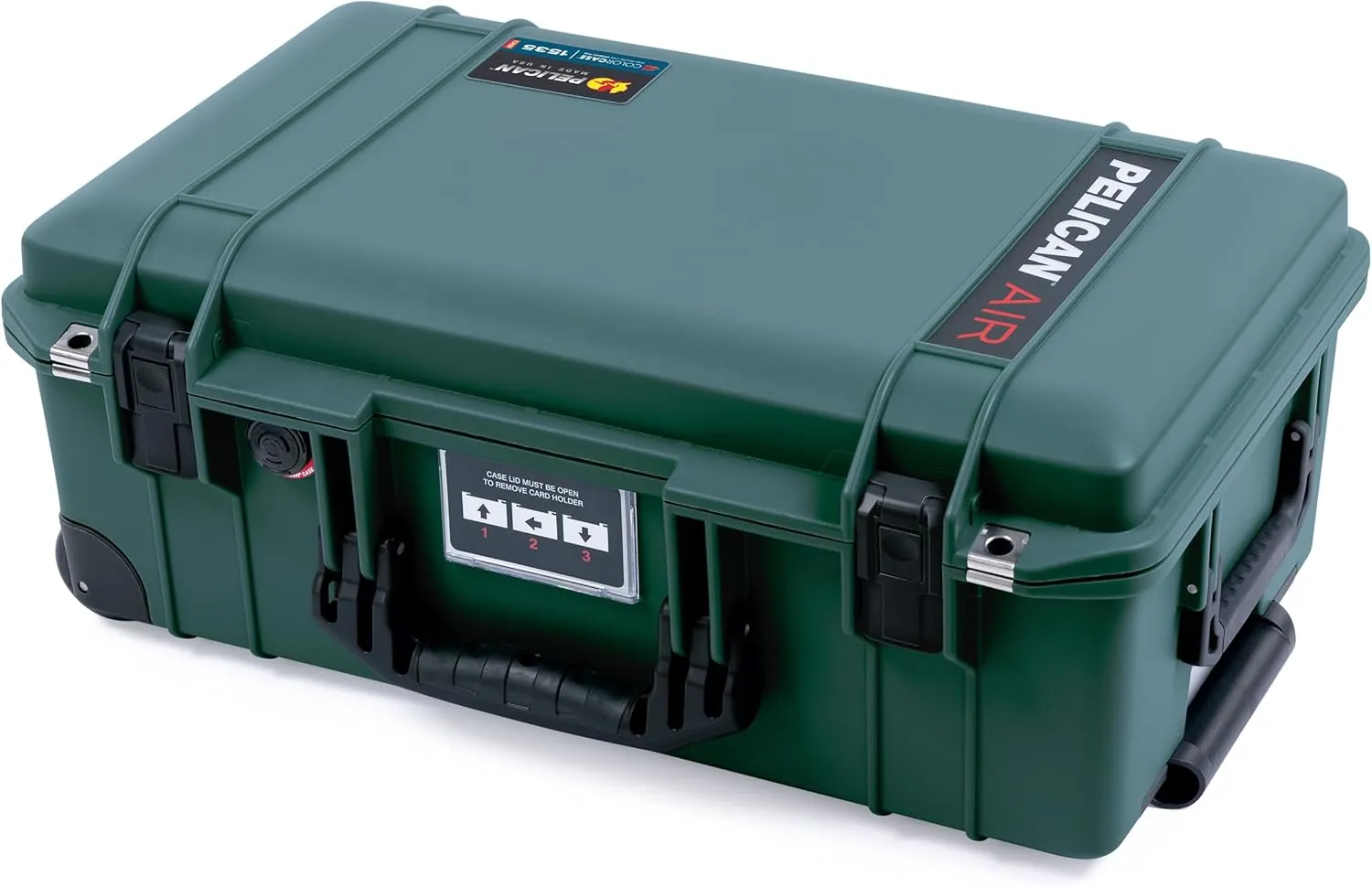 ColorCase Pelican Air 1535 Carry-on Case Trekking Green - Medium Size Waterproof Case with Mesh Lid Organizer Only - Black Handles & Latches
