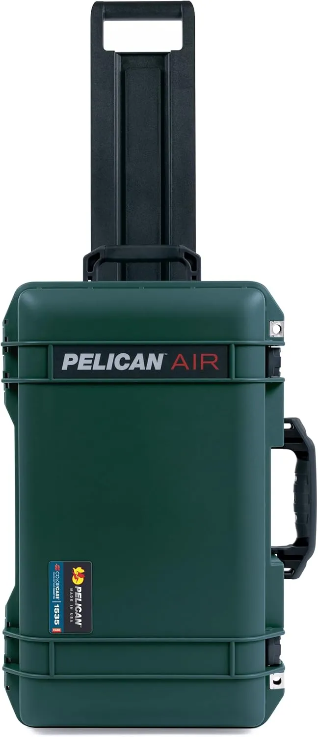 ColorCase Pelican Air 1535 Carry-on Case Trekking Green - Medium Size Waterproof Case with Mesh Lid Organizer Only - Black Handles & Latches