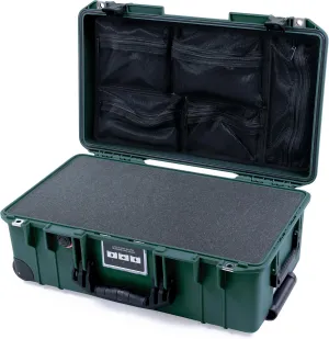 ColorCase Pelican Air 1535 Carry-on Case Trekking Green - Medium Size Waterproof Case with Pick & Pluck Foam & Mesh Lid Organizer - Black Handles & Latches