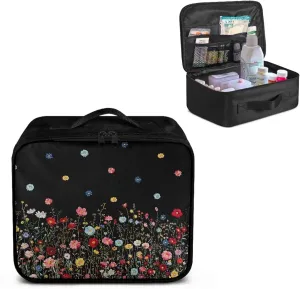 Colorful Daisy Print Medicine Bag for Travel First Aid Kit with Medicine Pockets Emergency Medical Kit Bag Empty First Aid Bag