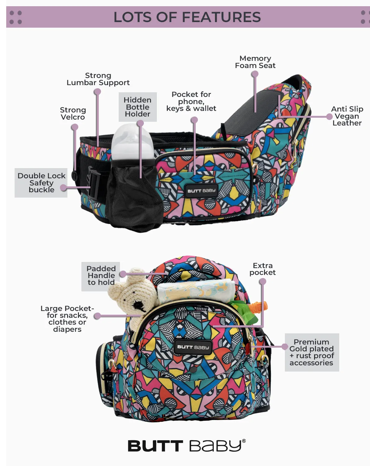 Comic Baby Carriers with Hip Seat