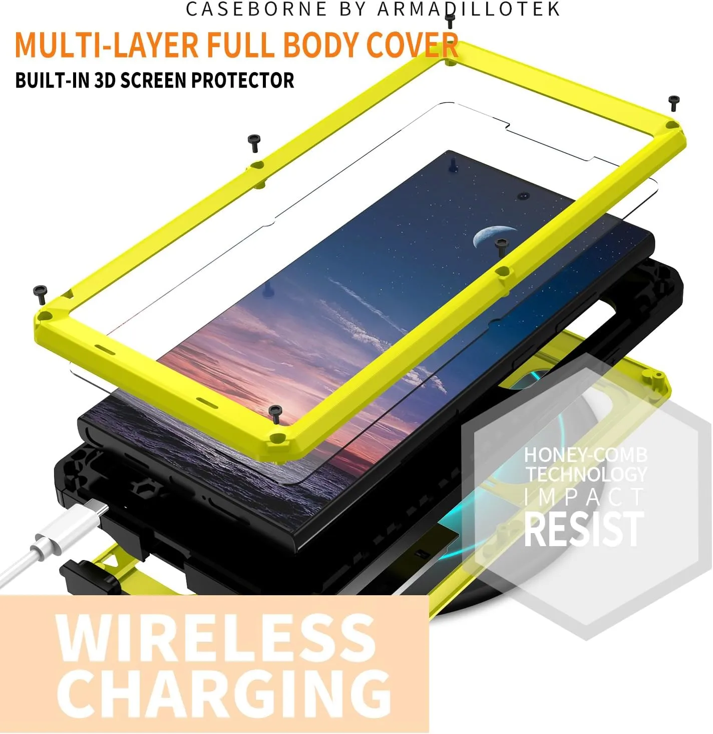 Compatible with Samsung Galaxy S25 Metal Case with Screen Protector Slide Camera Cover Kickstand Full-Body Rugged Durable Military Aluminium Heavy Duty Dustproof Drop Case for Man Yellow