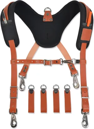 Construction suspenders for carpenter, men for framing Leather tool belt