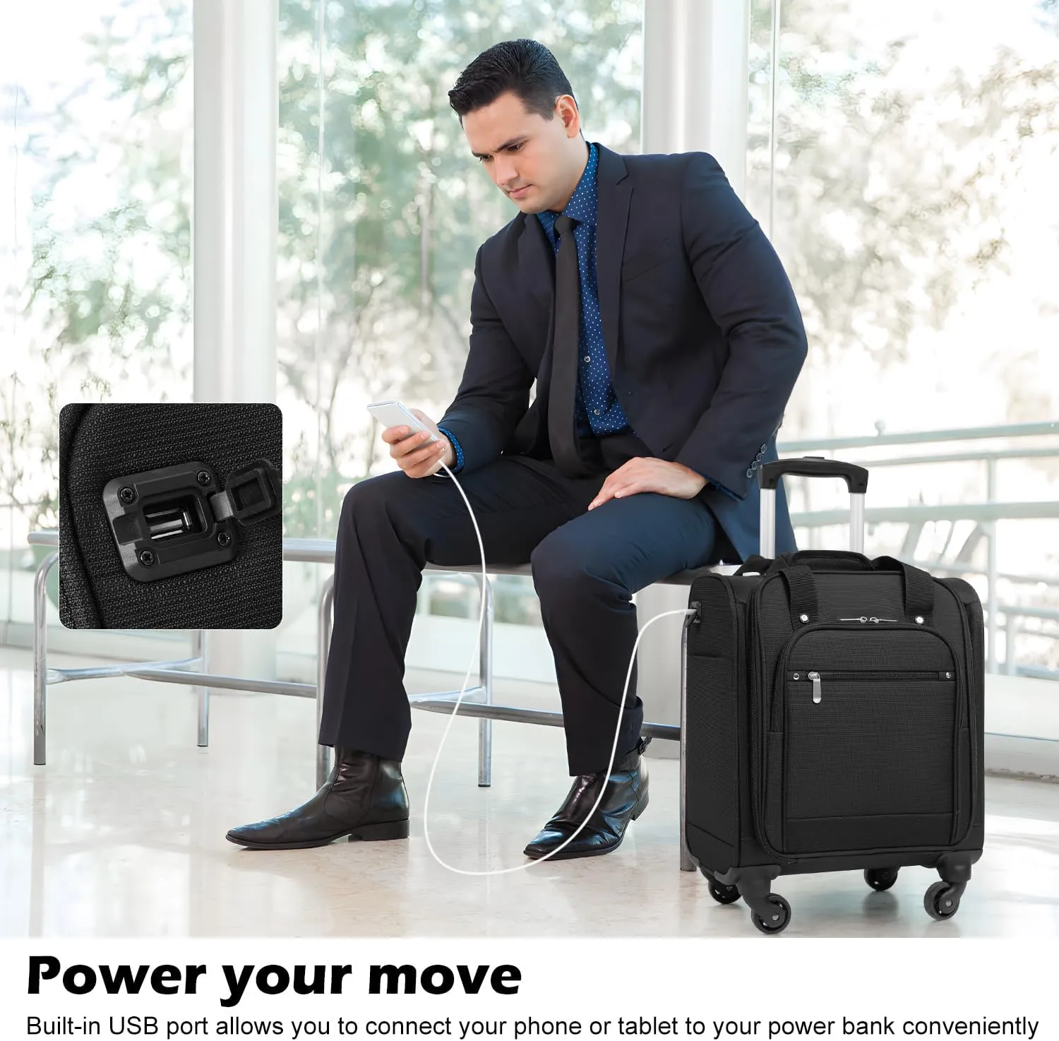 Coolife Underseat Carry On Luggage Softside Lightweight Rolling Travel Bag Spinner Suitcase
