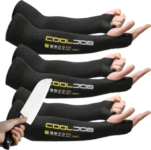 COOLJOB 3 Pairs 14/18in A4 Cut Resistant Sleeves with Thumb Hole, UV Sun Protection Arm Sleeves for Thin Skin Farmer Gardener