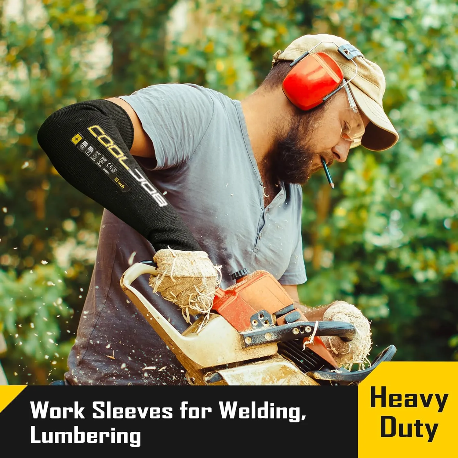 COOLJOB 3 Pairs 14/18in A4 Cut Resistant Sleeves with Thumb Hole, UV Sun Protection Arm Sleeves for Thin Skin Farmer Gardener