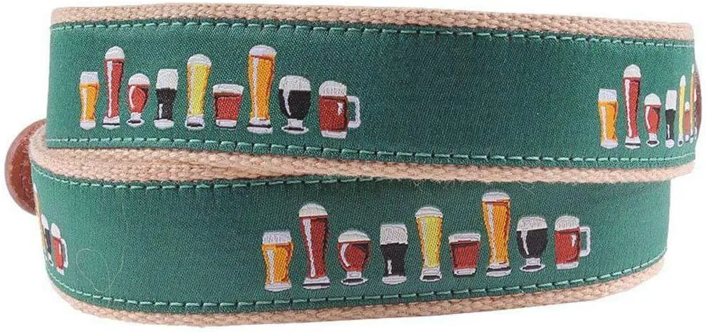 COUNTRY CLUB PREP Crafty Beer Leather Tab Belt in Green