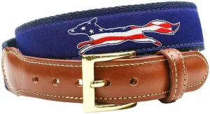 COUNTRY CLUB PREP Patriotic American Flag Longshanks the Fox Ribbon Belt in Navy