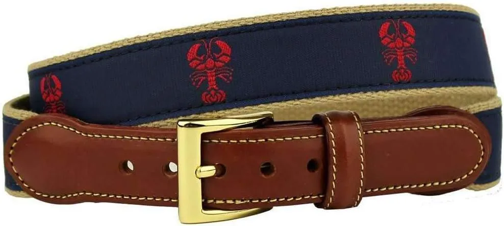 COUNTRY CLUB PREP The Lobster Clause Leather Tab Belt in Navy