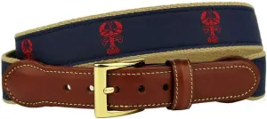 COUNTRY CLUB PREP The Lobster Clause Leather Tab Belt in Navy