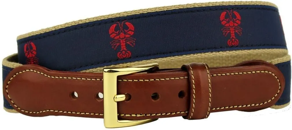 COUNTRY CLUB PREP The Lobster Clause Leather Tab Belt in Navy