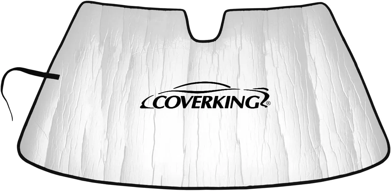 Coverking Custom Fit Windshield Sunshade/Frost Shield Designed for Select Chevrolet Models: Reflective, Foldaway/Roll-Up with Hook and Loop Closure