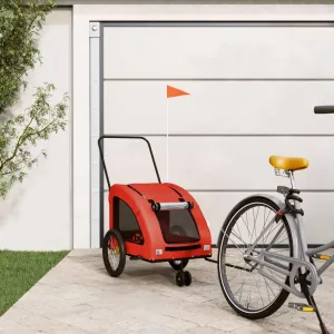 Cozy Pet Bike Trailer for Happy Adventures, Durable Iron Frame, Comfortable Fabric, for Small Pets, Orange and Gray