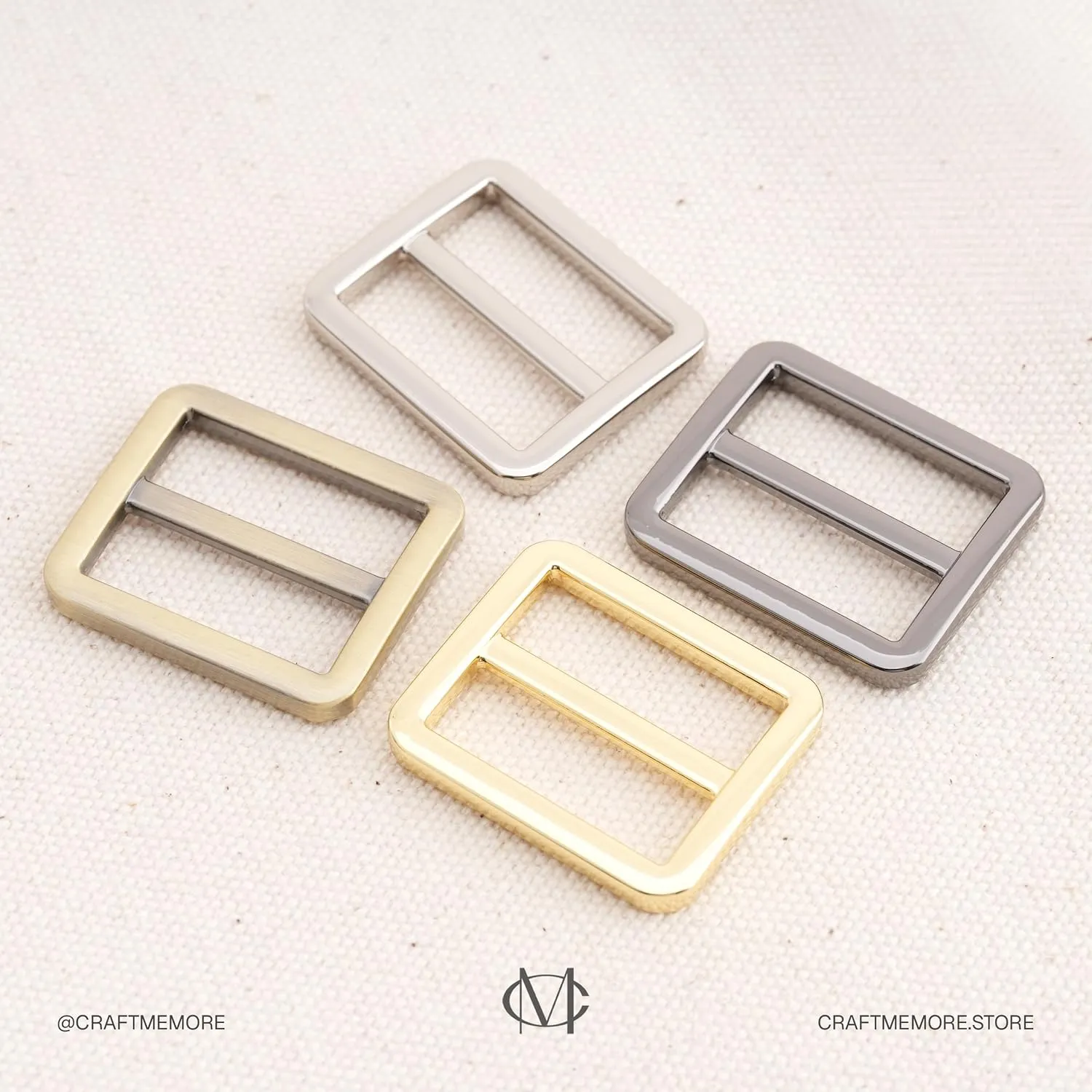 CRAFTMEMORE Flat Metal Slide Buckle Triglide Strap Keeper Leathercraft Bag Belt Adjuster Sliders 6 Pack VTSL