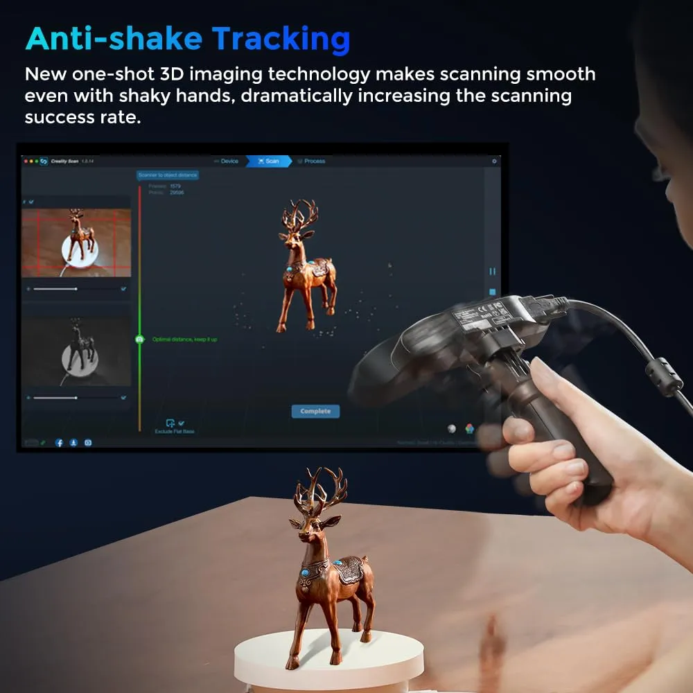 Creality 3D Scanner CR-Scan Ferret Pro, Upgraded Handled 3D Scanner for 3D Printing with Anti-Shake Tracking Wifi6 Wireless Bridge, Fast Full Color 0.1mm Accuracy Scanning for iOS Mac Windows Android