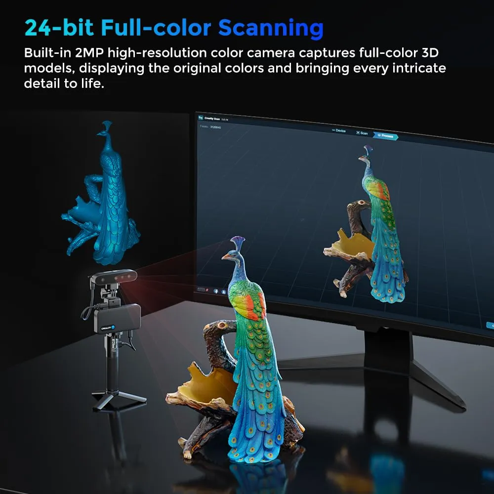 Creality 3D Scanner CR-Scan Ferret Pro, Upgraded Handled 3D Scanner for 3D Printing with Anti-Shake Tracking Wifi6 Wireless Bridge, Fast Full Color 0.1mm Accuracy Scanning for iOS Mac Windows Android