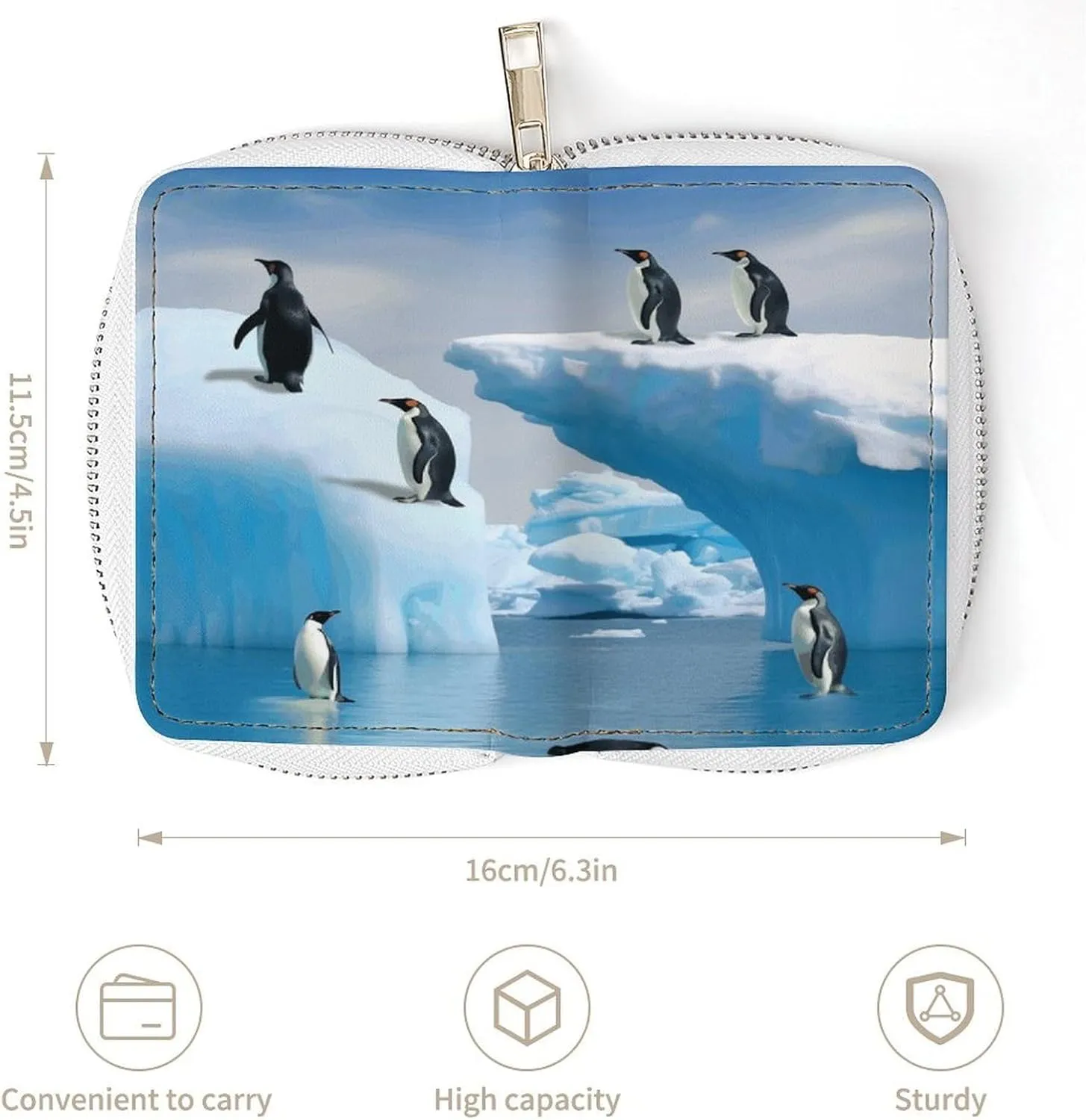 Credit Card Wallet,Penguins On The Iceberg Card Cases Holder Credit Card Holder Wallet with Card Slots Coin Cash Zipper Purse Case Wallet