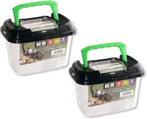 Critter Keeper with Handle, Easy to Observe, Terrarium for Bugs, Fish, Lizards, Crawfish, Frogs, or Snakes, Insect cage, Made in Japan (2pcs)
