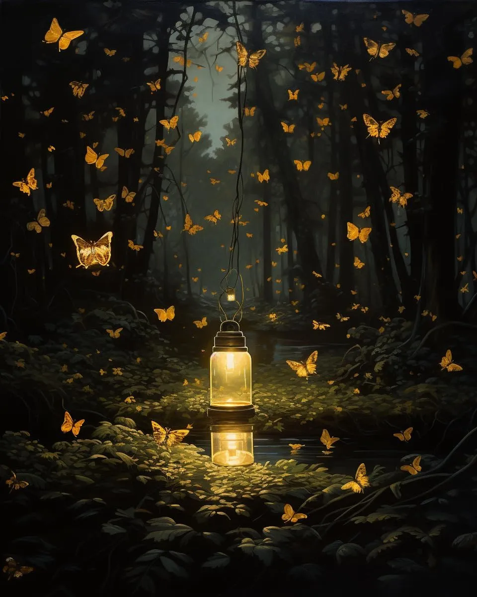 Cross Stitch Embroidery Kit, Fireflies Flicker at Dusk, Printed Cross Patterns, Embroidery Crafts Needlepoint Kit, Beginners Starter Kits, DIY Handmade Gifts 11CT 3 Strands 16x20 inch