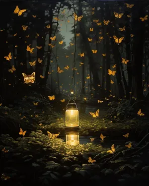 Cross Stitch Embroidery Kit, Fireflies Flicker at Dusk, Printed Cross Patterns, Embroidery Crafts Needlepoint Kit, Beginners Starter Kits, DIY Handmade Gifts 11CT 3 Strands 16x20 inch
