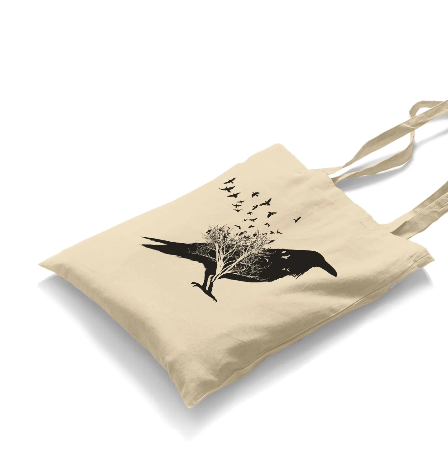 Crows in Tales White Canvas Totebag