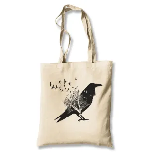 Crows in Tales White Canvas Totebag