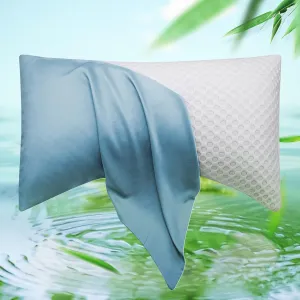 Curved Crescent Cooling Side Sleeper Pillow Cases - Rayon Derived from Bamboo Pillowcase Cover Queen Size 1 Piece, 20 * 30 inches Aqua Blue