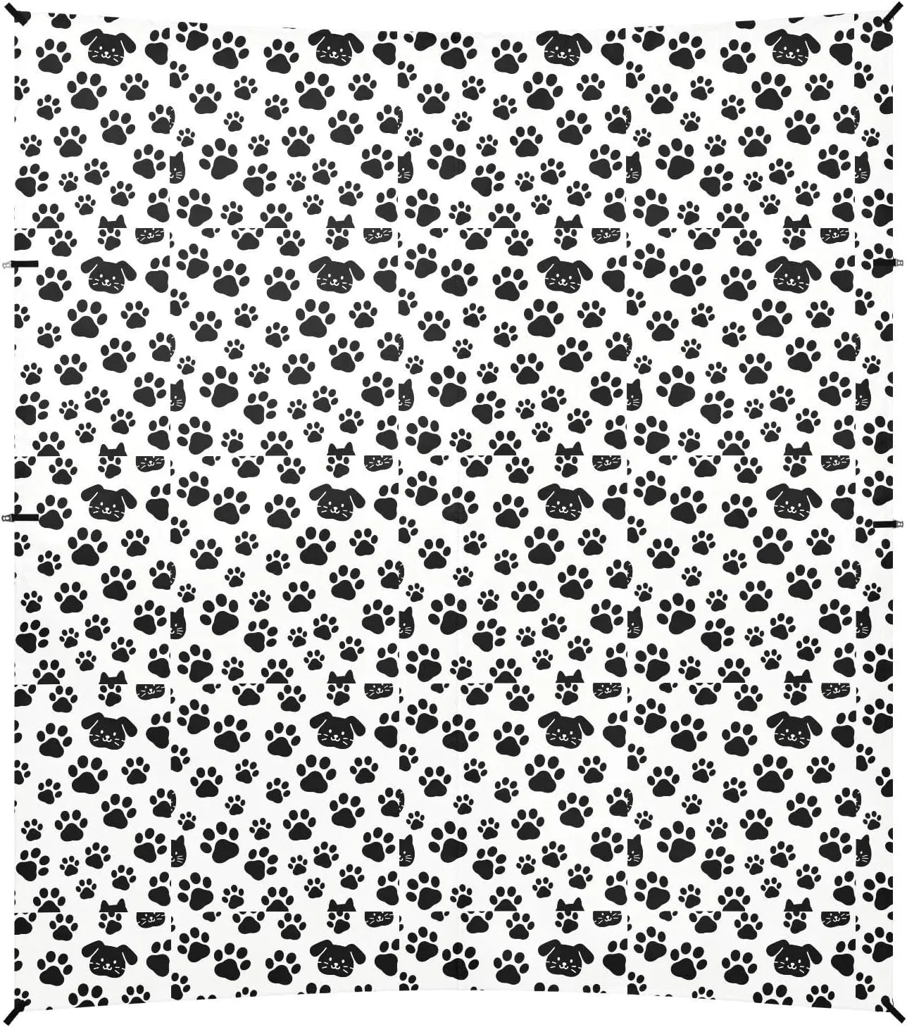 Cute Black Paw Prints Stable Beach Tent UPF50  Protection Water-Resistant Large Sun Shade with Sturdy Poles, Sandbags and Shovel for Family Travel