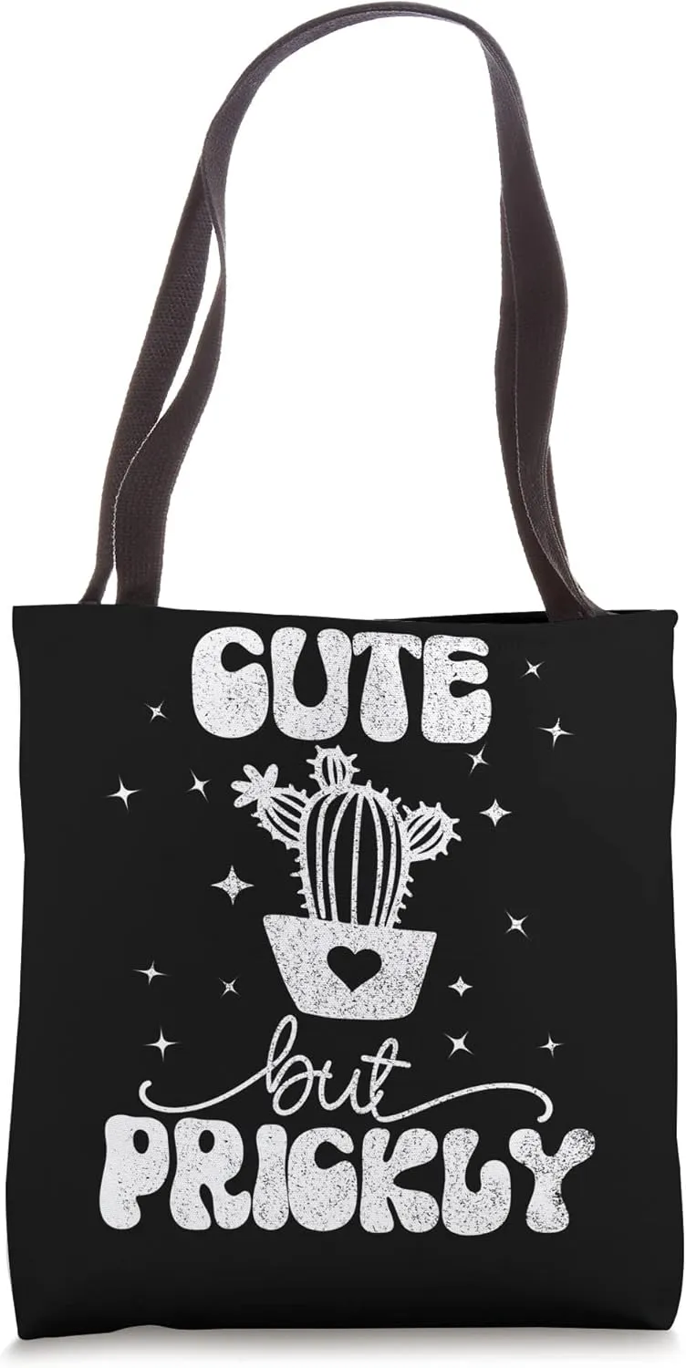 Cute But Prickly Funny Cactus Succulent Plant Gardening Tote Bag
