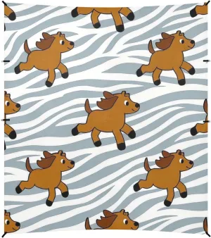 Cute Cartoo Brown Horse Animal Stripes Foldable Beach Canopy UPF50 Easy Setup Large Portable Sun Shelter with Carrying Bag for Family Trips, Picnics & Camping