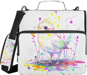 Cute Cockatiel Document Binder Organizer with Shoulder Strap Multiple Pockets 1.5 Inch 3 Rings Pencil Cases Portfolio Binder Home Travel Cards Storage Container