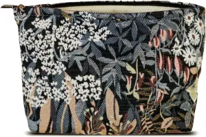 Cute Floral Makeup Bag Cosmetic Travel Pouch with Bottom and Zipper, Purse Make Up Organizer, Aesthetic Textured Fabric, Large