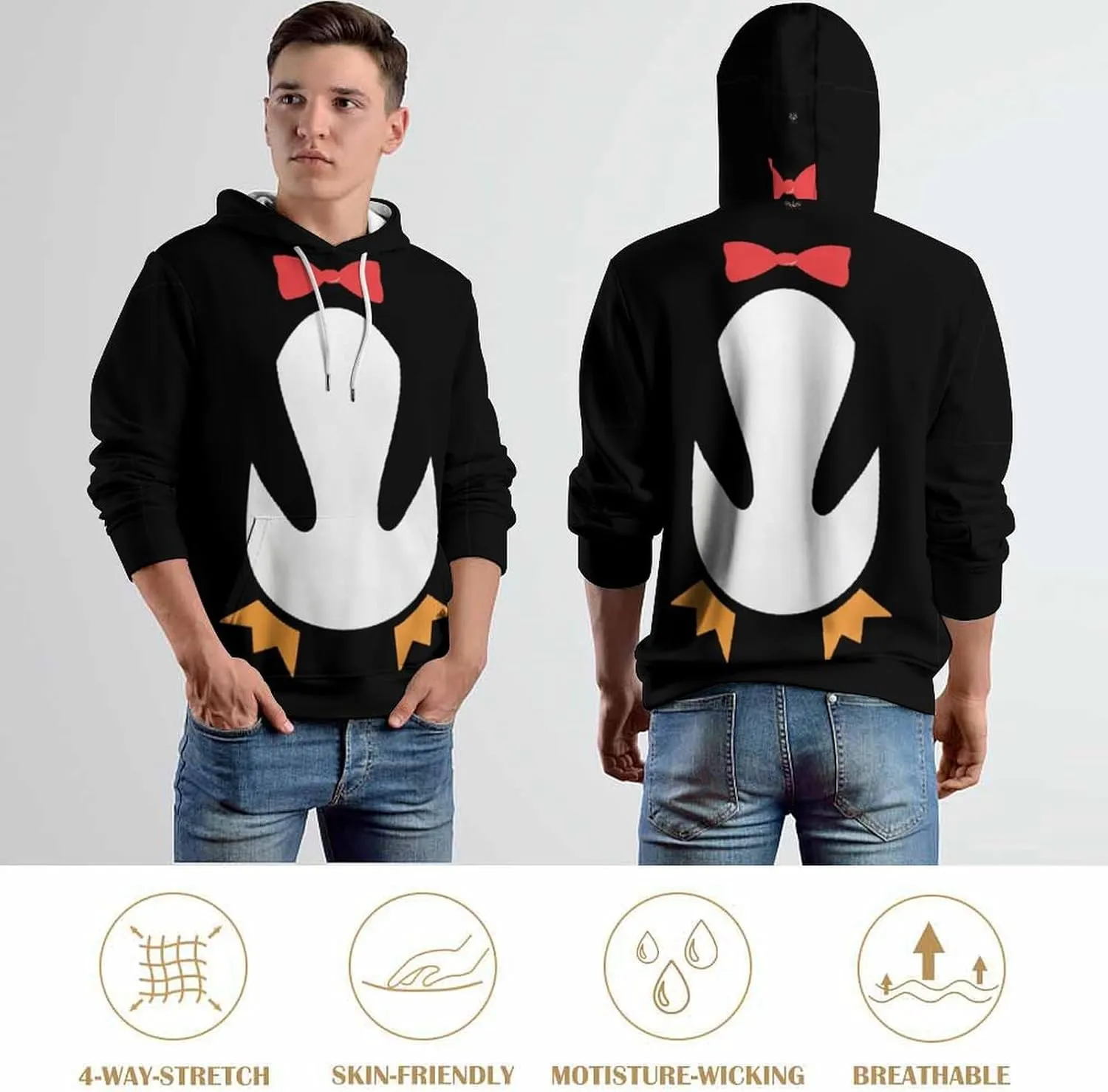 Cute Penguin Hoodie Funny Hoody Sweatshirts for Mens/Kids Active Hoodies