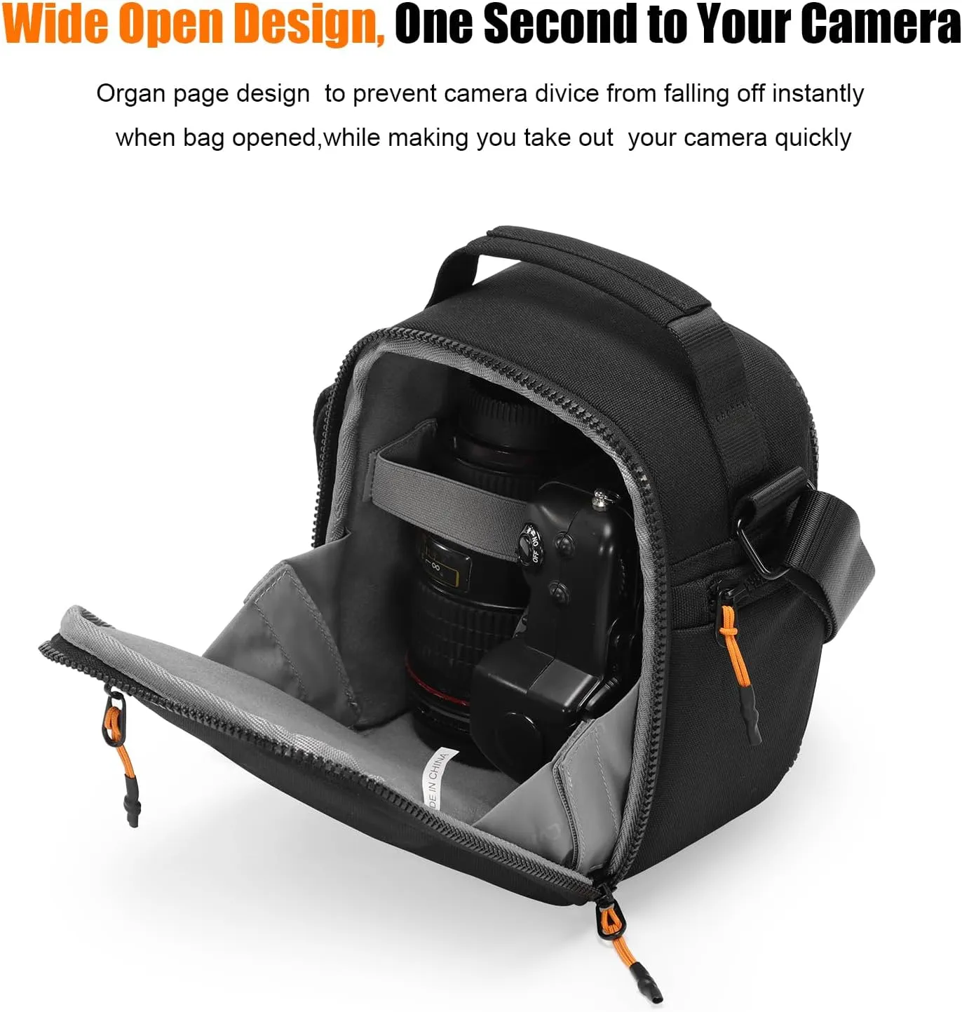 Cwatcun Campact Camera Bag Small Camera Sling Case for Canon Nikon Sony Fuji Cameras, Lens, DSLR SLR Mirrorless, Shoulder Corssbody Camera Bag, Travel Photography Water-resistant Bag Purse, Black