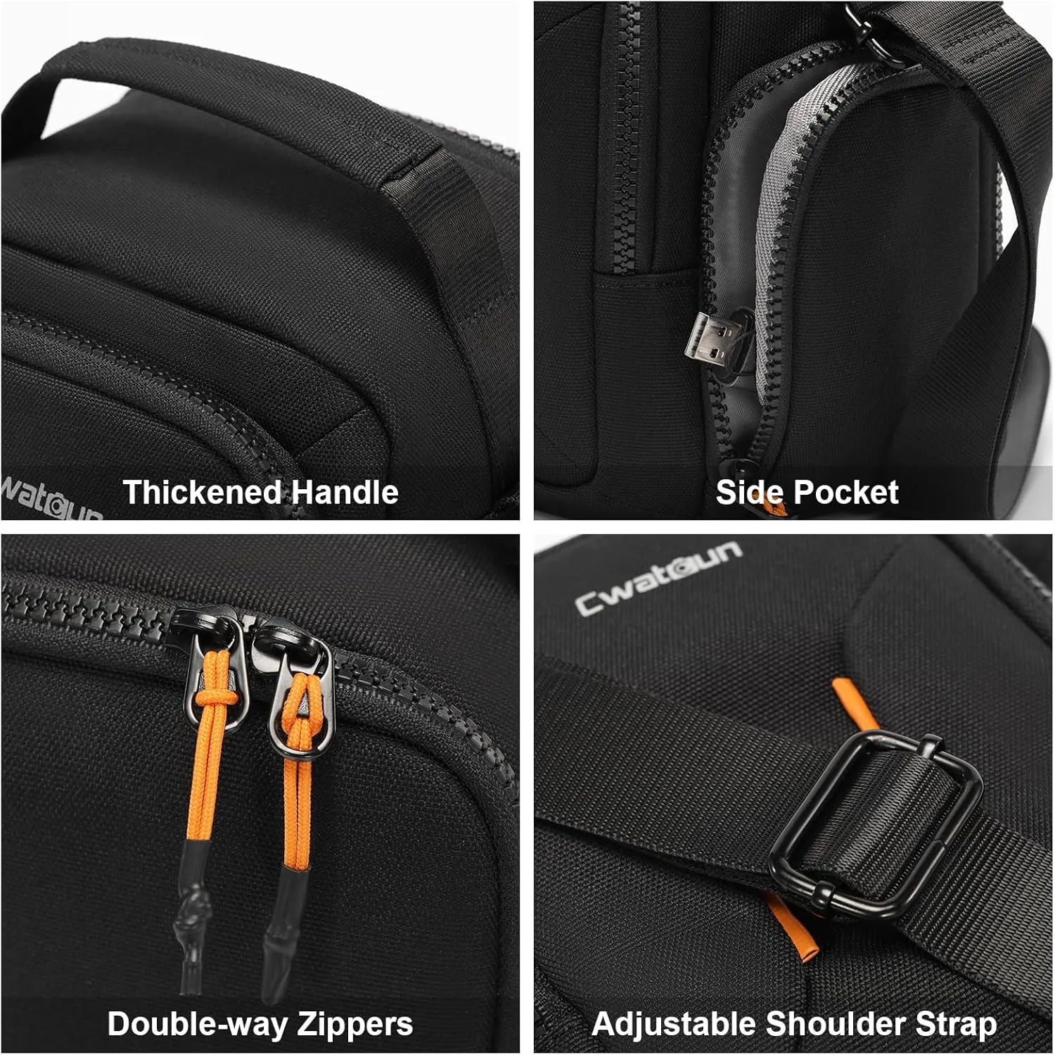Cwatcun Campact Camera Bag Small Camera Sling Case for Canon Nikon Sony Fuji Cameras, Lens, DSLR SLR Mirrorless, Shoulder Corssbody Camera Bag, Travel Photography Water-resistant Bag Purse, Black