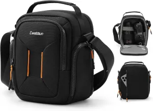 Cwatcun Campact Camera Bag Small Camera Sling Case for Canon Nikon Sony Fuji Cameras, Lens, DSLR SLR Mirrorless, Shoulder Corssbody Camera Bag, Travel Photography Water-resistant Bag Purse, Black