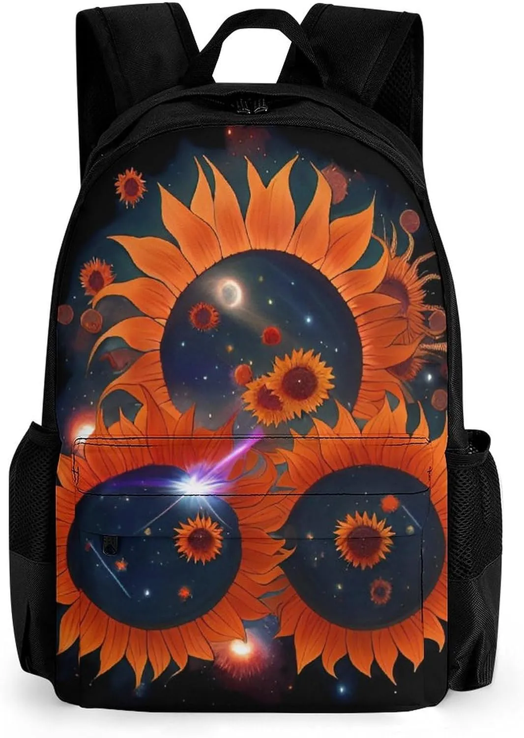 Daypack Anti-Theft Multipurpose Large Capacity Shoulder Bag - Space Sunflowers Art Travel Hiking & Camping Rucksack With Smooth Zippers