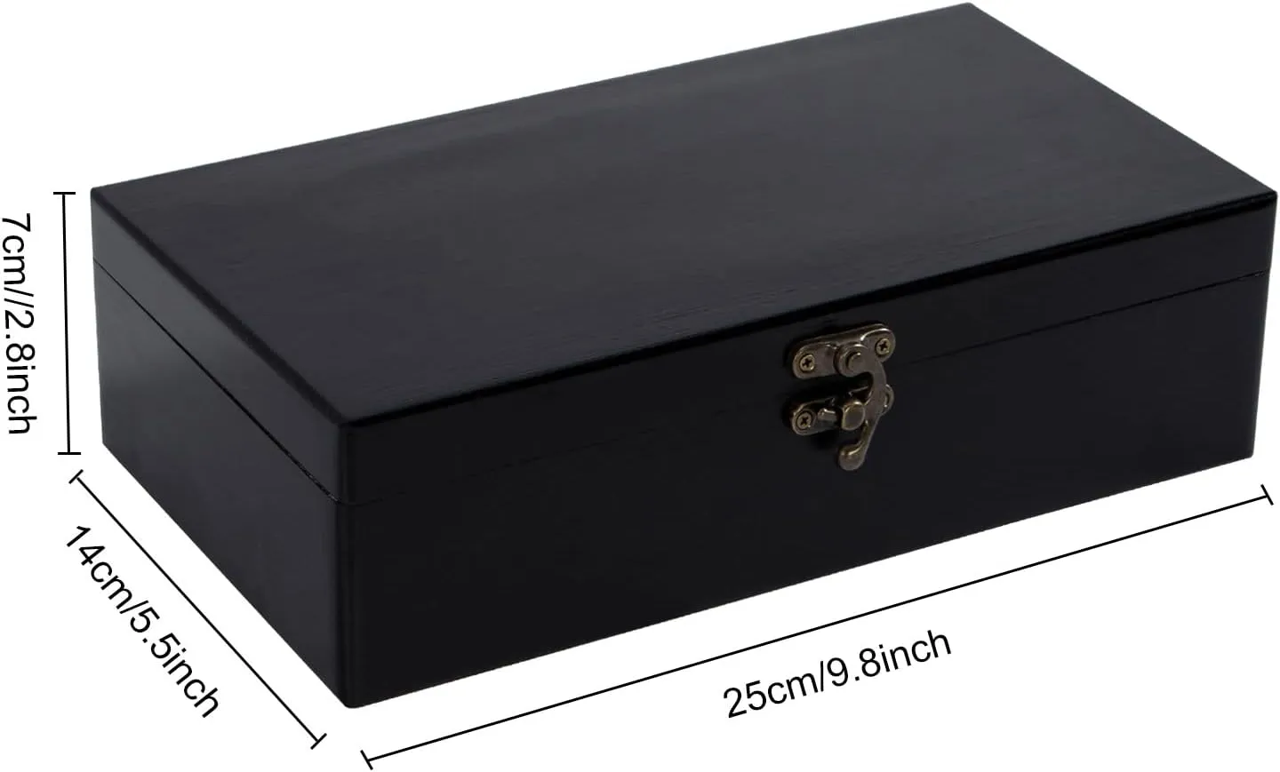 Dedoot Unfinished Wooden Box with Hinged Lid 9.7x5.5x2.7 Inch Rectangle Keepsake Box Clasp Wood Box, Storage Box for DIY Crafts, Home Deocration, Jewelry,Black