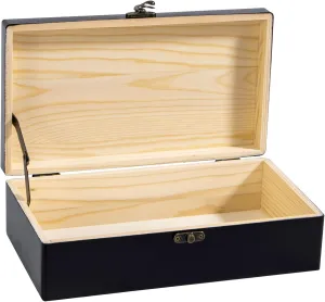 Dedoot Unfinished Wooden Box with Hinged Lid 9.7x5.5x2.7 Inch Rectangle Keepsake Box Clasp Wood Box, Storage Box for DIY Crafts, Home Deocration, Jewelry,Black