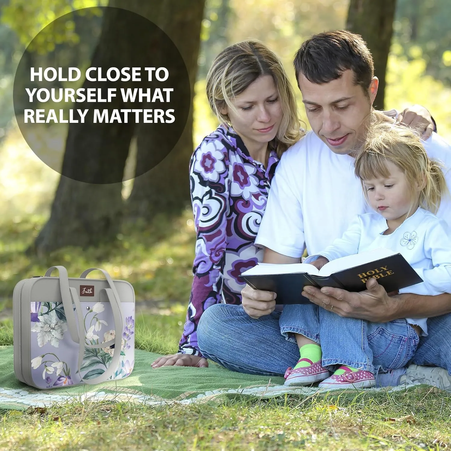 DEHITE Bible Bags for Women – Grey Floral Bible Carrying Case – Tote Bag Extra Large – Book Size 11.8 x 10 x 4.1 in – Pen Slot – Zippered Pocket – Shoulder Strap – Premium Fabric – Christian Gift