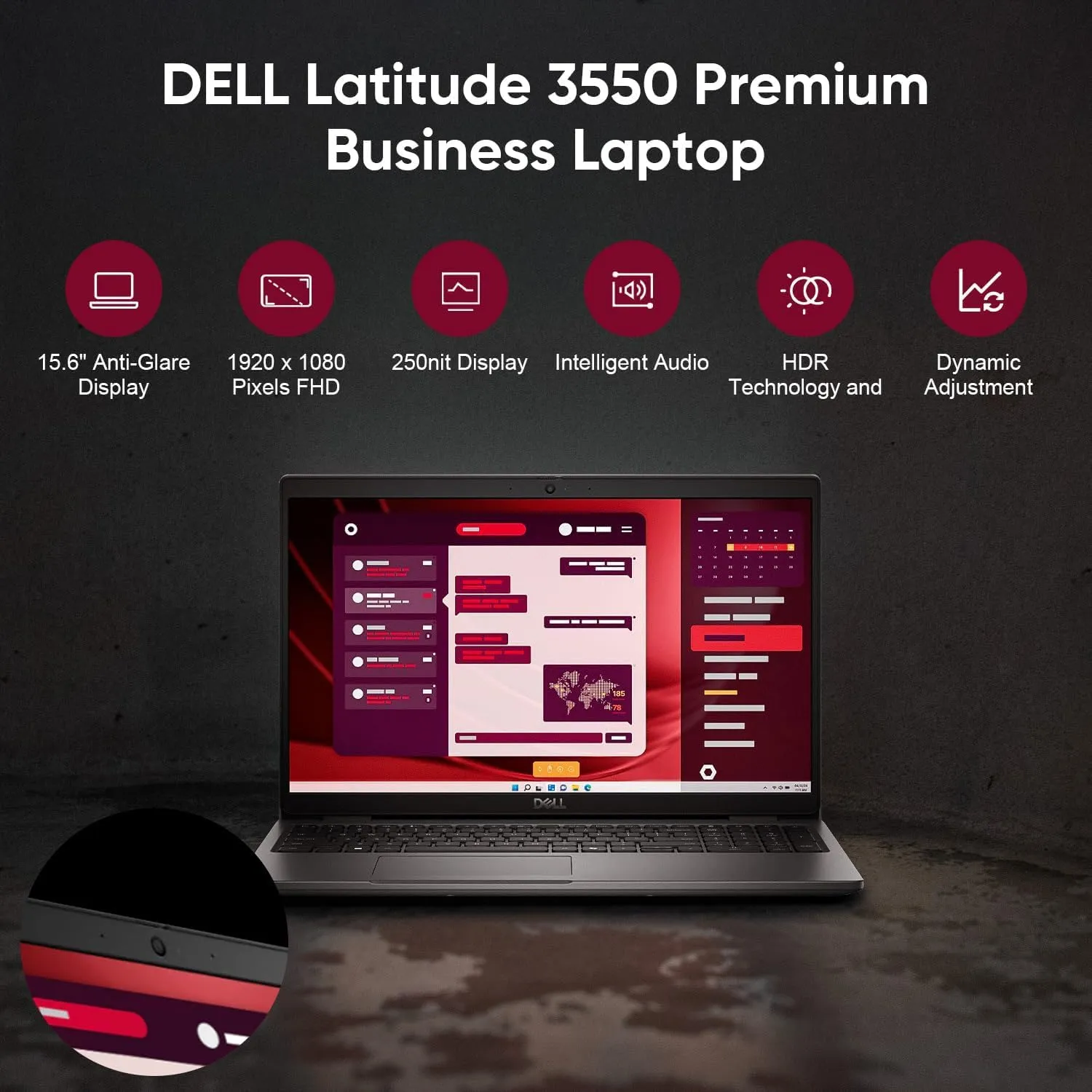 Dell Latitude 3550 Laptop Computer for Business Work, Intel 12-Core Ultra 5 135U (Beat i7-1355U), 16GB DDR5 RAM, 512GB PCIe SSD, 15.6" FHD, WiFi 6, Backlit Keyboard, Fingerprint Reader, Windows 11 Pro