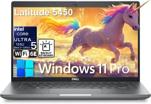 Dell Latitude 5450 5000 14" FHD Business Laptop Computer, Intel 12-Core Ultra 5 135U (Beat i7-1355U), 16GB DDR5 RAM, 512GB PCIe SSD, WiFi 6E, Backlit Keyboard, Thunderbolt 4, HDMI, Windows 11 Pro