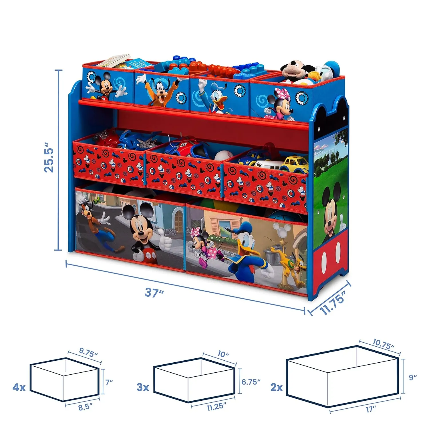 Delta Children Disney Mickey Mouse Deluxe 9 Bin Design and Store Toy Organizer, Greenguard Gold Certified