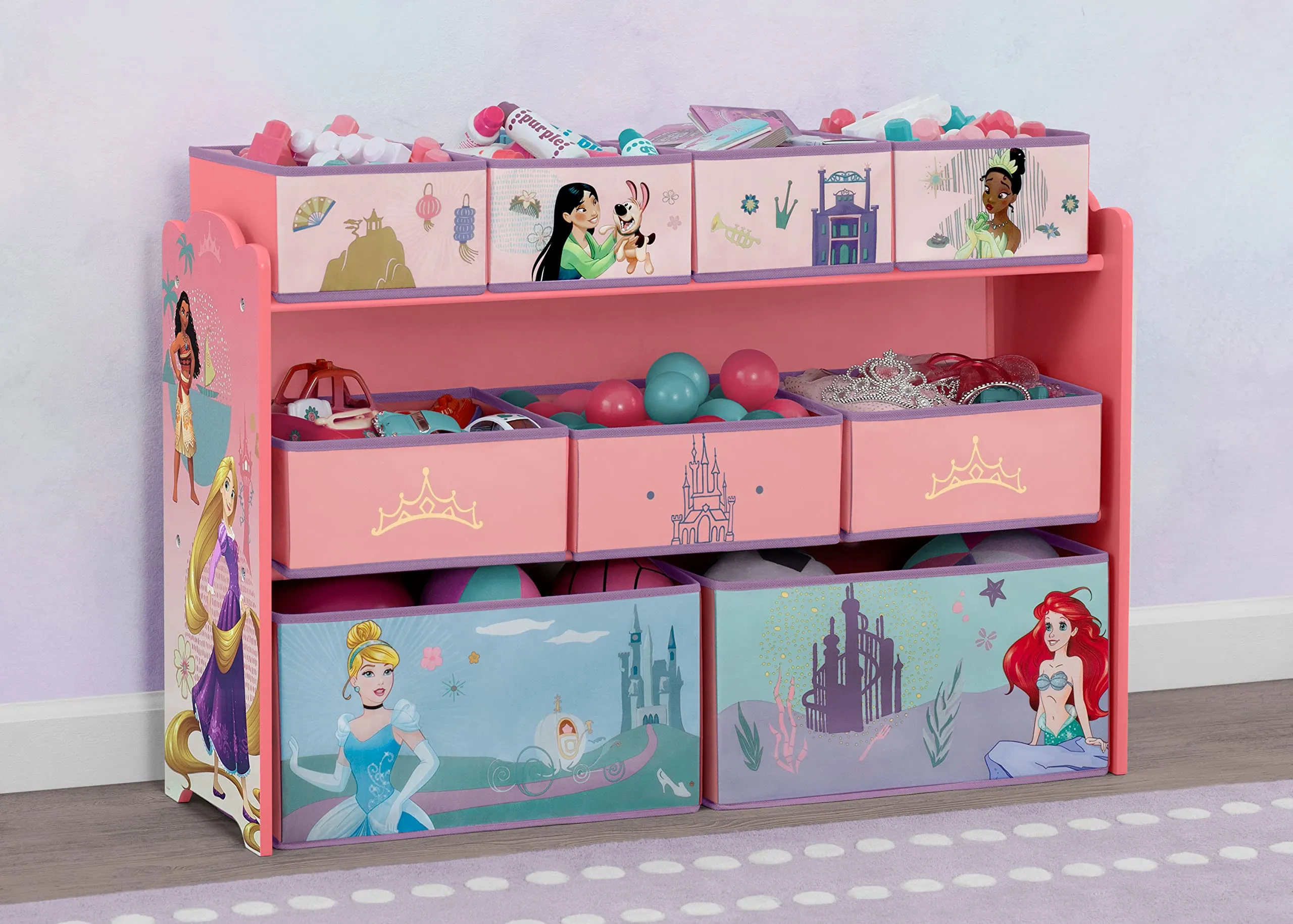 Delta Children Disney Princess Deluxe 9 Bin Design and Store Toy Organizer, Greenguard Gold Certified