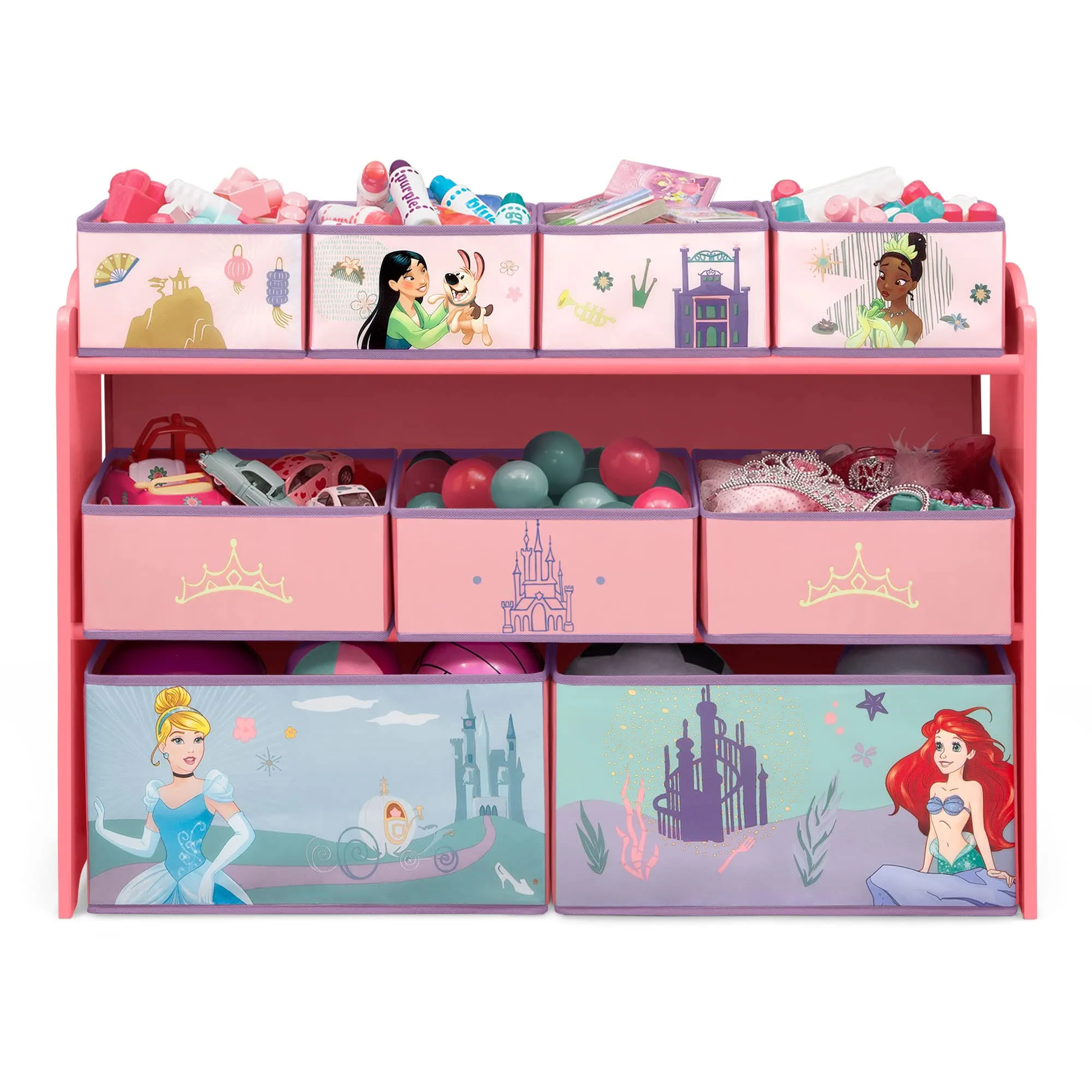 Delta Children Disney Princess Deluxe 9 Bin Design and Store Toy Organizer, Greenguard Gold Certified