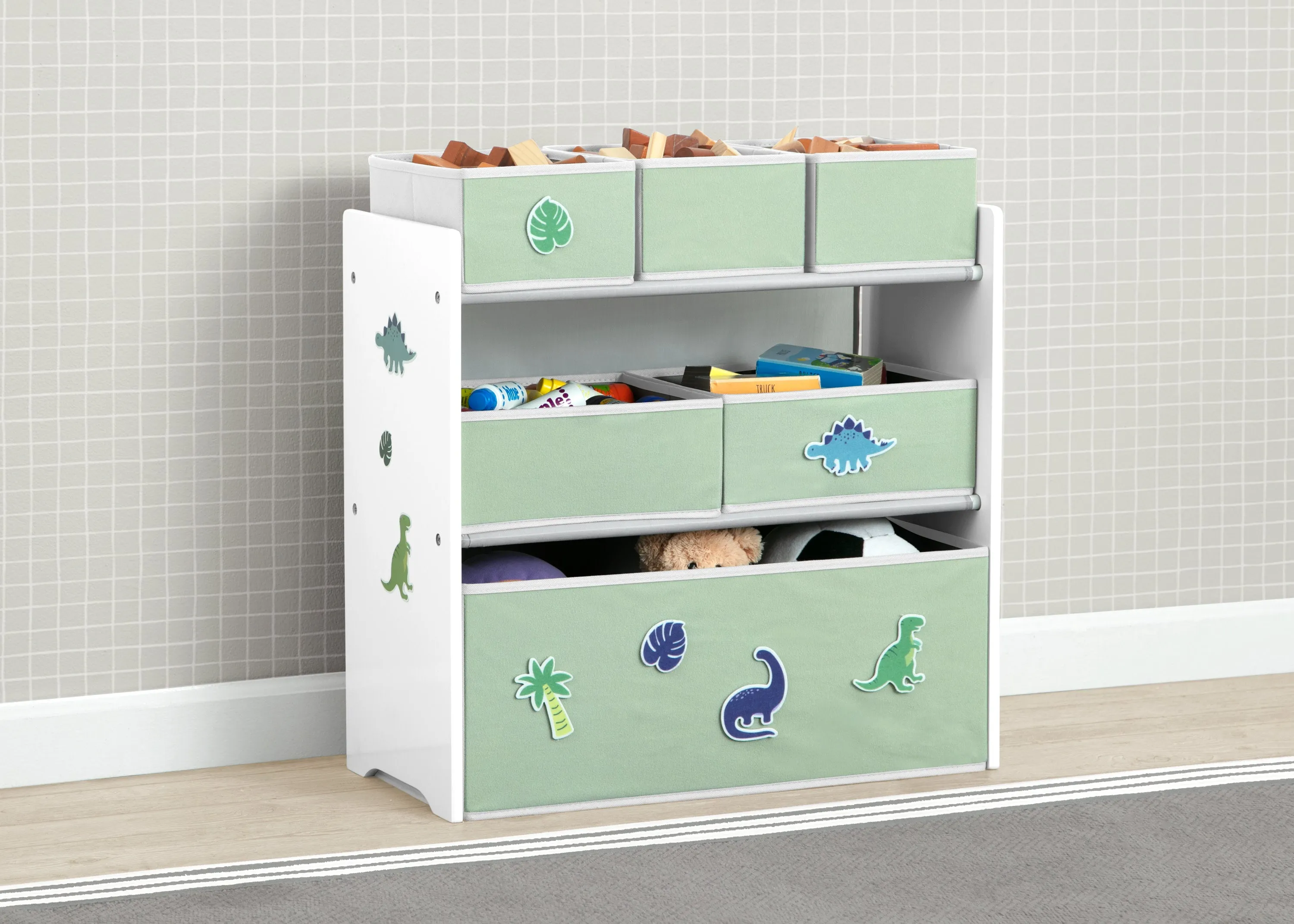 Design & Store 6 Bin Toy Storage Organizer with Interchangeable Patches