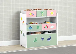 Design & Store 6 Bin Toy Storage Organizer with Interchangeable Patches