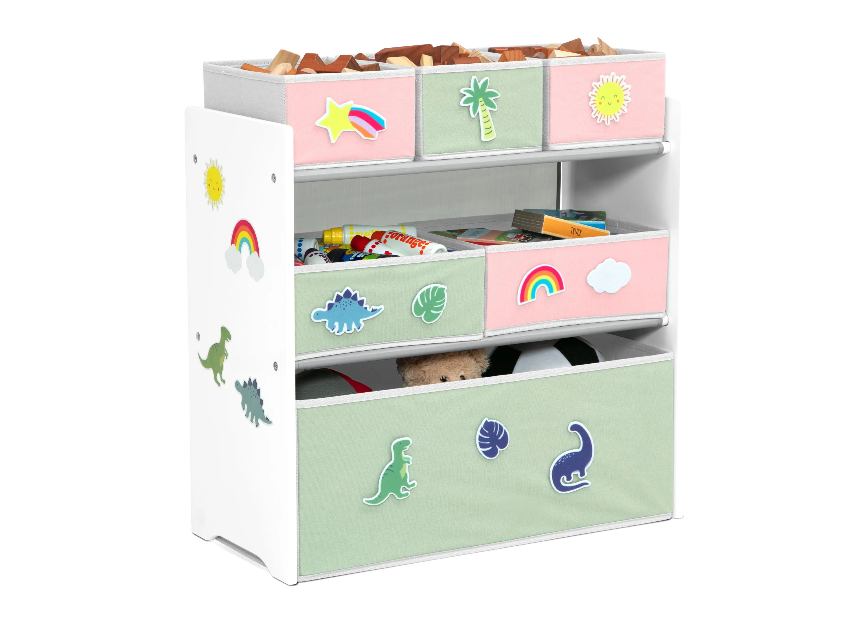 Design & Store 6 Bin Toy Storage Organizer with Interchangeable Patches